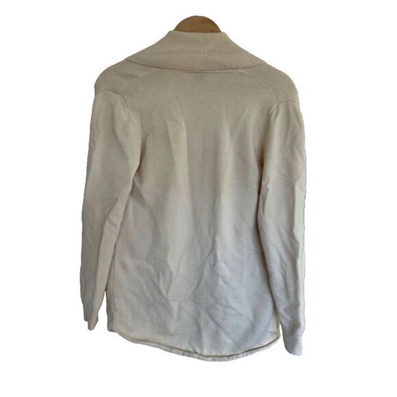 Theory Women's Wool Cream Open Cardigan Pockets Medium Lagenlook Minimalist - Picture 2 of 8